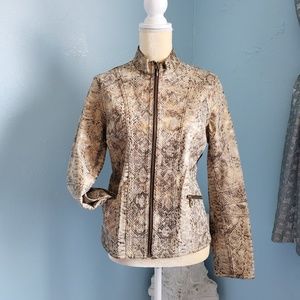 Chico's leather snake gold metallic coat Sz 0